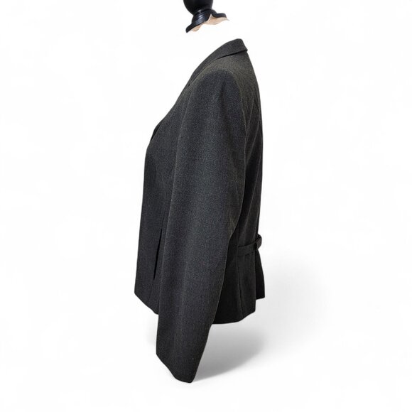 Ann Taylor Stretch Size 12P Charcoal Gray Hidden Button Closure Blazer - Picture 3 of 11